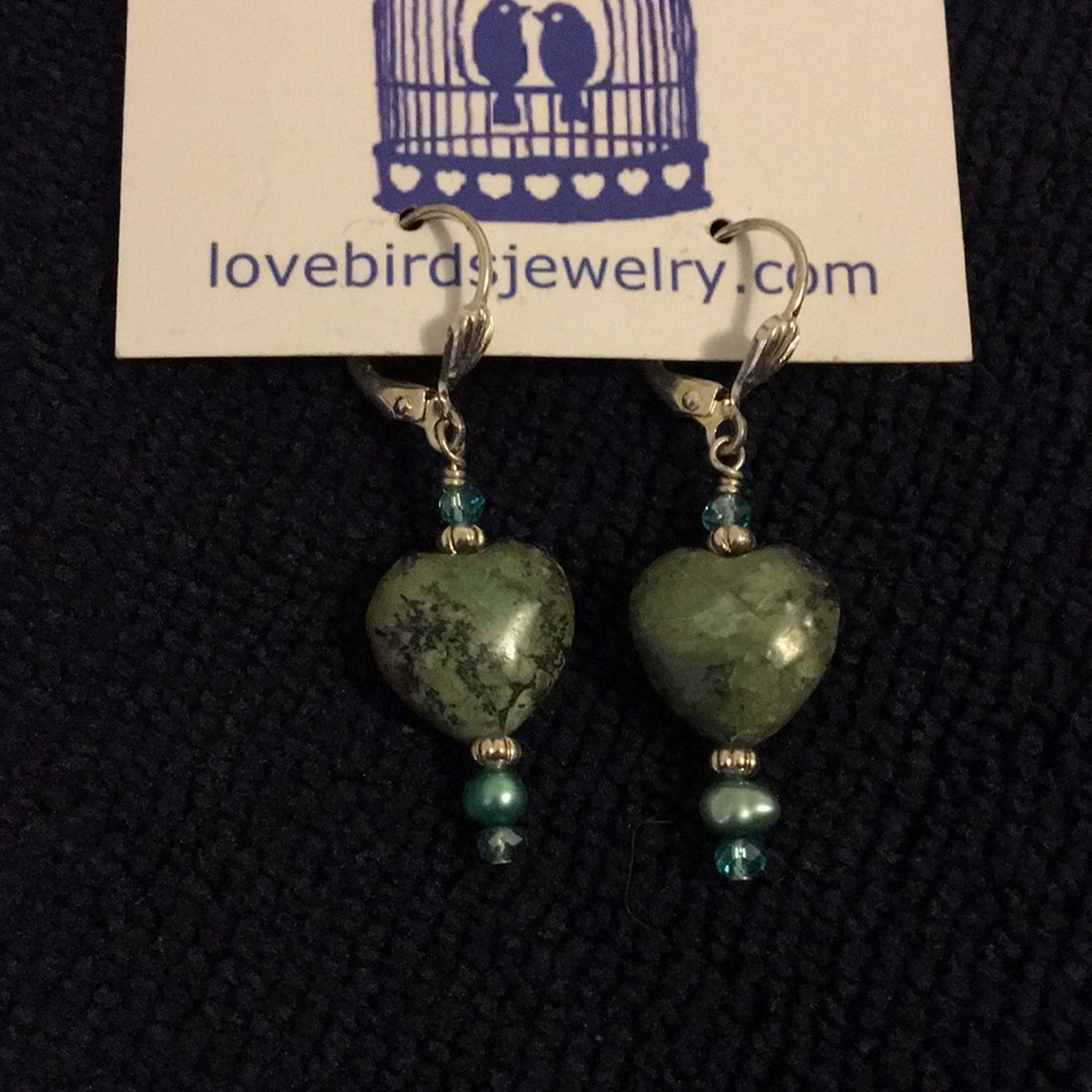 African Turquoise Heart Earrings